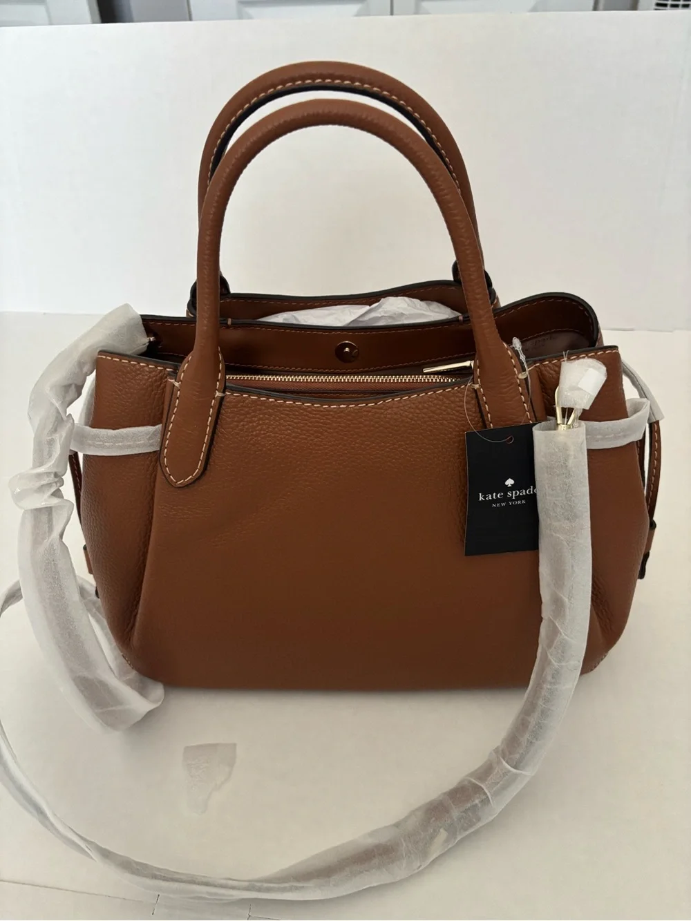 New kate spade New York Large Brown Dumpling Pebble Leather Satchel